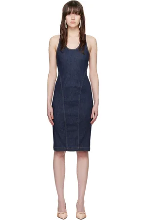 Alaïa Robe courte moulante indigo en denim