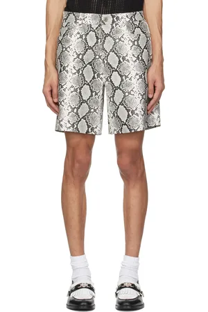 SYSTEM Short gris en cuir synthétique à motif serpent imprimé