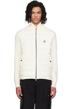 Moncler Cardigan matelassé blanc cassé rembourré en duvet
