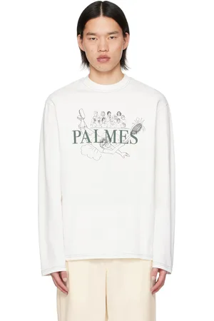 Palmes T-shirt à manches longues blanc à image à logo