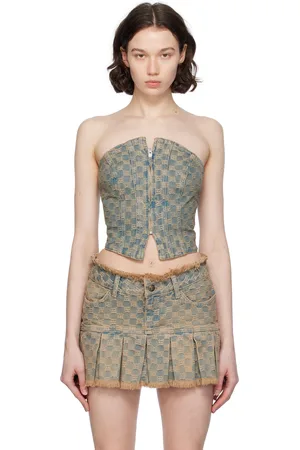 MISBHV Débardeur bleu en denim à monogrammes