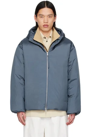Jil Sander Blouson bleu rembourré en duvet à capuche