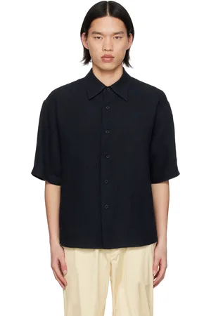 Auralee Chemise bleu marine à boutons