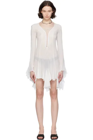 MISBHV Robe courte blanche à laçage