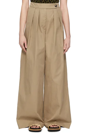 DRIES VAN NOTEN Pantalon beige à plis