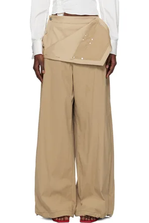 DION LEE Pantalon parachute brun clair à panneau replié