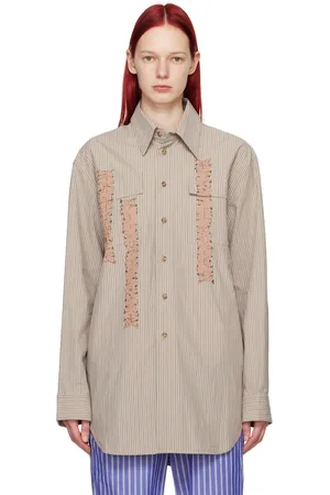 Edward Cuming Chemise brune à images imprimées