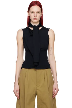 LEMAIRE Cardigan bleu marine à assemblage asymétrique