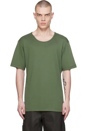 LEMAIRE T-shirt vert en jersey côtelé