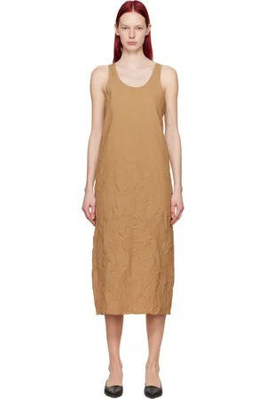 Auralee Robe midi froissée brune