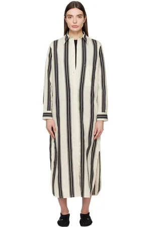 Totême Robe longue noir et blanc à rayures