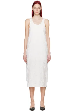 Auralee Robe midi froissée blanche