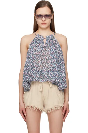Isabel Marant Camisole Fabino blanc cassé et bleu