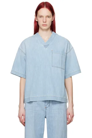 Bottega Veneta Chemise bleue en denim décoloré