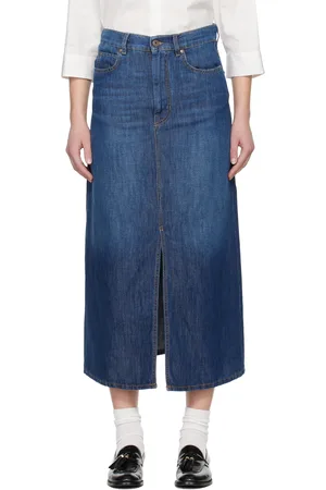 Max Mara Jupe midi Gelada bleu marine en denim