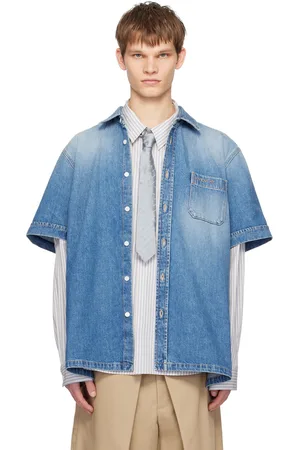Givenchy Chemise bleue en denim à effet délavé