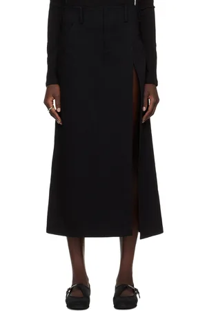 YOHJI YAMAMOTO Jupe midi ajustée noire en denim