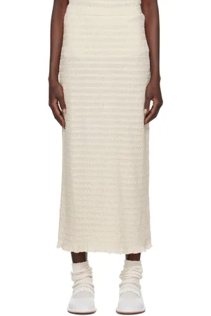 Lauren Manoogian Jupe longue blanc cassé à smocks