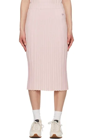 Maison Kitsuné Jupe midi rose à logo de renard