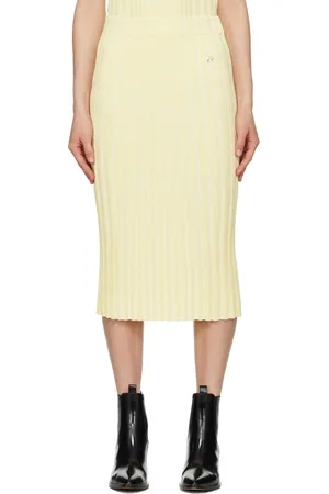 Maison Kitsuné Jupe midi jaune à logo de renard