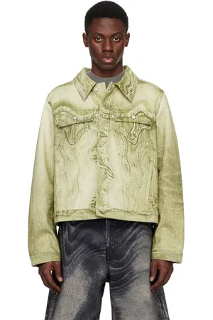 Camper Blouson vert en denim à effet trompe l