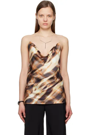 Y / PROJECT Camisole brune à bretelles transparentes