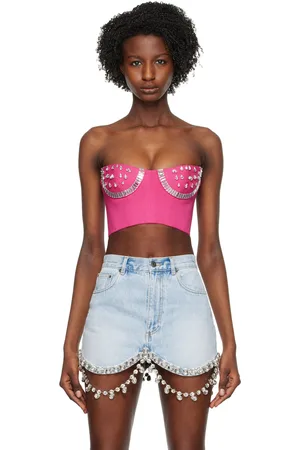 AREA Bustier rose à ornements en verre taillé