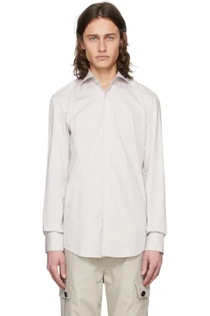 HUGO BOSS Chemise grise à col classique