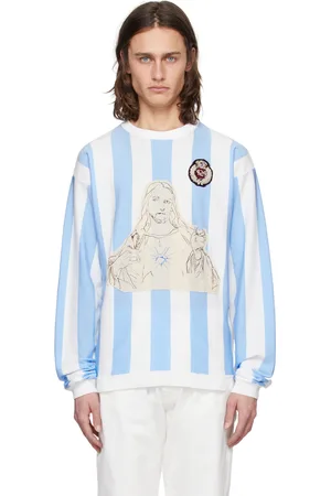 424 FAIRFAX Pull blanc et bleu à écusson