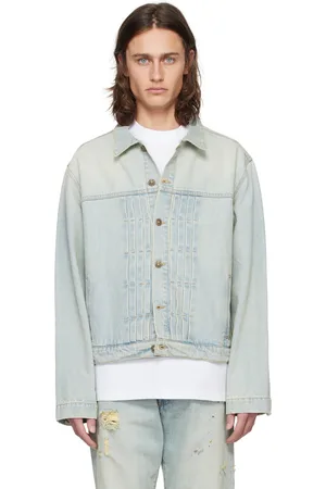 424 FAIRFAX Blouson bleu en denim à plis