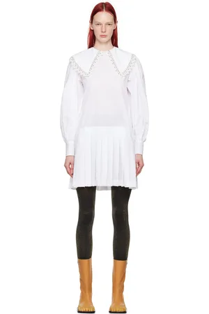 Charles Jeffrey Loverboy Robe courte à manches bouffantes blanche