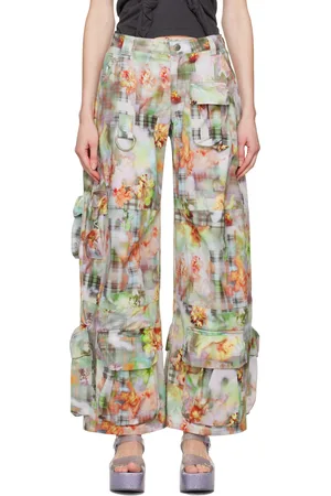 Collina Strada Pantalon cargo bleu à motif Garden