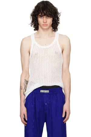 LGN LOUIS GABRIEL NOUCHI Débardeur blanc en tricot à mailles ouvertes
