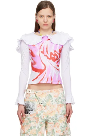 Chopova Lowena T-shirt à manches longues rose à image exclusif à SSENSE