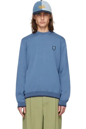 Maison Kitsuné Pull bleu à logo de renard