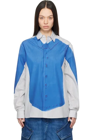J.W.Anderson Chemise blanc et bleu à image trompe l