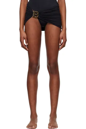 Balmain Cache-maillot noir et blanc à motif à logo en tricot jacquard