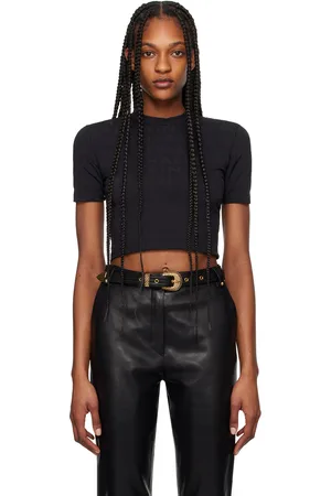 Balmain T-shirt noir à motif à logo en tricot jacquard