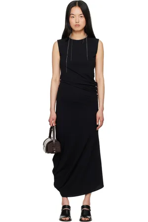 LEMAIRE Robe midi noire à assemblage torsadé