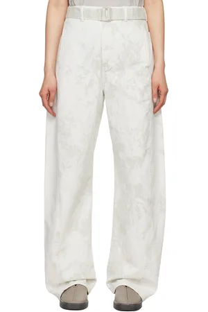 LEMAIRE Jean blanc cassé à ceinture et à coutures torsadées