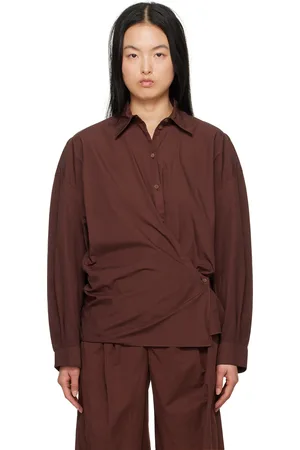 LEMAIRE Chemise bourgogne à patte de boutonnage décentrée