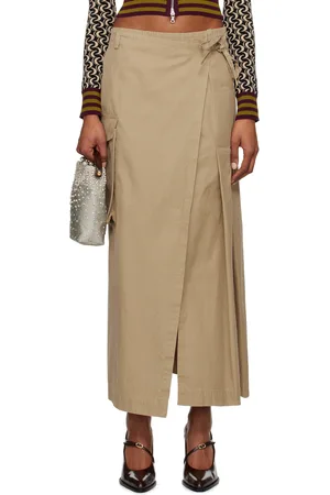 DRIES VAN NOTEN Jupe longue de style kilt beige