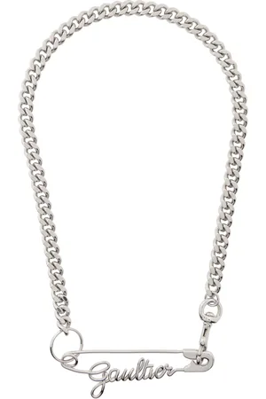 Jean Paul Gaultier Collier argenté à pendentif sculptural - Tattoo