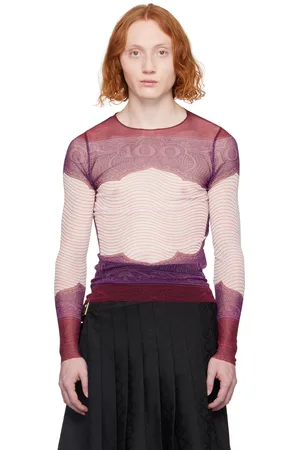 Jean Paul Gaultier T-shirt à manches longues transparent bourgogne - Évidemment
