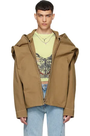 Y / PROJECT Blouson brun clair à empiècement superposé à boutons-pression