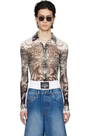 Jean Paul Gaultier Chemise noir et blanc à images à logo - Très Gaultier