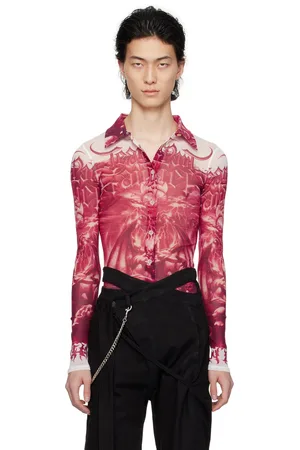 Jean Paul Gaultier Chemise rouge et blanc à images à logo - Très Gaultier