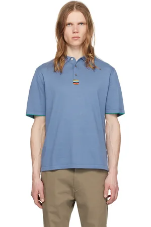 Paul Smith Polo bleu à garniture à rayures
