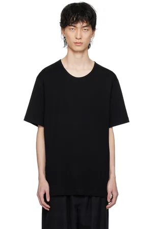 LEMAIRE T-shirt noir en jersey côtelé