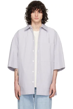 Bottega Veneta Chemise gris et blanc à rayures